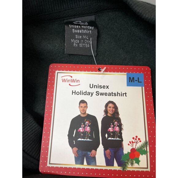 WinWin Unisex Black Christmas Sweater Sz M L - NWT - Picture 7 of 9